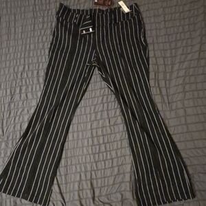 No Boundaries Black Pants with White Stripes